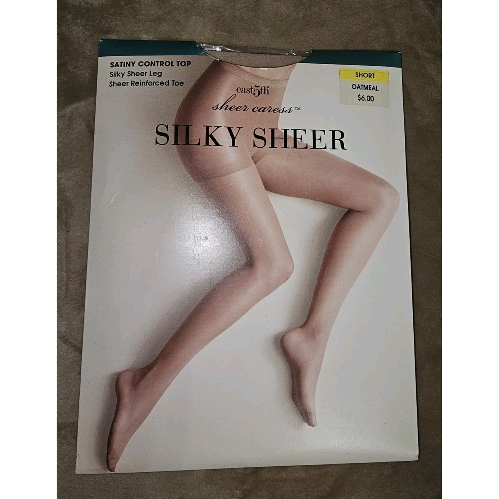 JC Penney East 5th SATINY CONTROL TOP Reinforced Toe Silky‎ Sheer Short Oatmeal